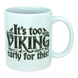 Start your day with a smile using the Mug: It's Too Viking Early For This White Ceramic Mug (11 oz) from Nordic Wholesale. This playful mug features bold black lettering that proclaims "It’s too VIKING early for this!"—a whimsical nod to Norse humor—paired with two small bird illustrations perched on the design, adding a charming touch. Perfect for coffee lovers who enjoy a mythic twist to their morning routine!.