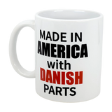 Celebrate your heritage with the Mug: Made in America with Danish Parts Ceramic Mug (11 oz) from Swedish Gift Store. This white mug features bold black and red text—a stylish nod to your Danish-American roots.
