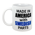 Enjoy your favorite drink in the 11 oz “Made in America with Swedish Parts” ceramic mug from Swedish Gift Store—perfect for celebrating your Swedish-American heritage.