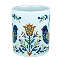 Mug: Nordic Folk Art Birds Ceramic Mug (11 oz Capacity)