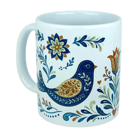 Mug: Nordic Folk Art Birds Ceramic Mug (11 oz Capacity)