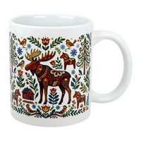 Mug: Nordic Forest Kurbits Dala Moose Wraparound Ceramic Mug (11 oz)