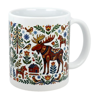 Mug: Nordic Forest Kurbits Dala Moose Wraparound Ceramic Mug (11 oz)