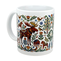 Mug: Nordic Forest Kurbits Dala Moose Wraparound Ceramic Mug (11 oz)
