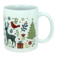 Mug: Nordic Forest Reindeer & Christmas Tree Ceramic Mug (11 oz)