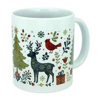 Mug: Nordic Forest Reindeer & Christmas Tree Ceramic Mug (11 oz)