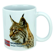 Enjoy your favorite beverage with the Mug: Norway National Animal Eurasian Lynx Ceramic Mug (11 oz) by Nordic Wholesale. This white ceramic mug features a detailed illustration of the Eurasian lynx, complete with tufted ears and a spotted coat, alongside the Norwegian flag and the text “NORWAY Gaupe | Eurasian Lynx." An ideal tribute to Norway's natural heritage, this mug is perfect for anyone who loves Norwegian wildlife.