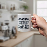 Mug: Scandinavia Coffee Legally Binding Emotional Contract Mug (11 oz)