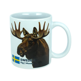 Start your day with a touch of Nordic nature using the Mug: Sweden Älg Moose Ceramic Mug (11 oz) from Nordic Wholesale. Featuring a photo of a moose, the Swedish flag, and the text “SWEDEN Älg | Moose” on a plain white background, this stylish ceramic mug is a charming addition to any Scandinavian kitchen.