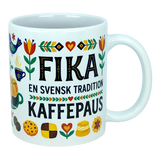 Mug: Fika — "En Svensk Tradition Kaffepaus" Swedish Fika Traditions Wraparound Ceramic Mug (11 oz)