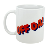 The Swedish Gift Store’s Classic "Uff Da!" Ceramic Mug (11 oz) features “UFF DA!” in bold red letters with a blue shadow, adding Scandinavian charm to your coffee routine.