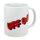 The Swedish Gift Store's Classic "Uff Da!" Ceramic Mug (11 oz) features bold red lettering with a blue shadow—perfect for adding Nordic charm to your coffee routine.