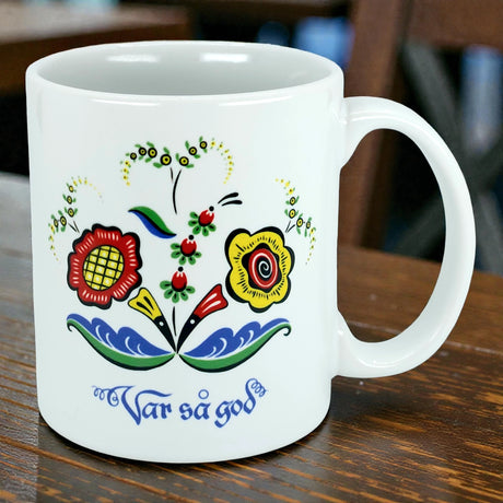 Mug: "Var så god" Welcome with Swedish Flowers Coffee Mug (11oz)