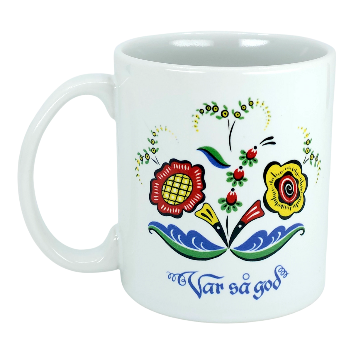 Mug: "Var så god" Welcome with Swedish Flowers Coffee Mug (11oz)