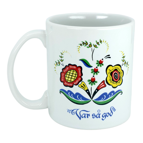 Mug: "Var så god" Welcome with Swedish Flowers Coffee Mug (11oz)