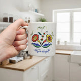 Mug: "Var så god" Welcome with Swedish Flowers Coffee Mug (11oz)