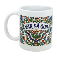 Mug: Var Sa God Swedish Kurbits Folk Art Ceramic Mug (11 oz)