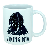 Mug: Viking DNA White Ceramic Mug with Historically Accurate Helmet (11 oz)