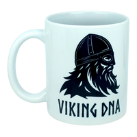 Mug: Viking DNA White Ceramic Mug with Historically Accurate Helmet (11 oz)