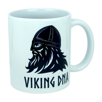 Mug: Viking DNA White Ceramic Mug with Historically Accurate Helmet (11 oz)