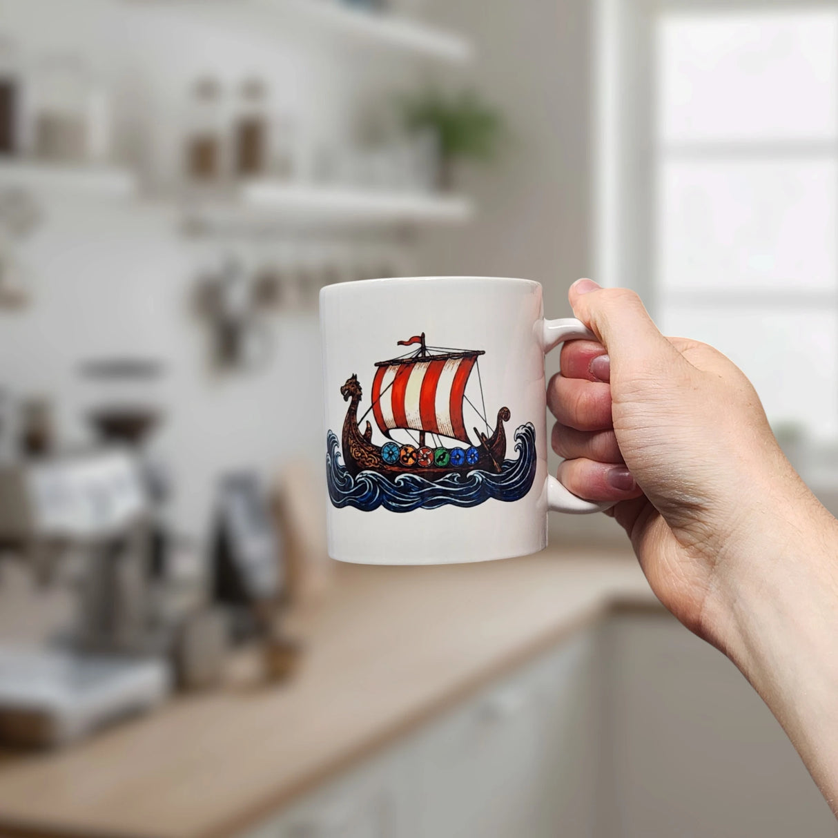 Mug: Viking Longship Ceramic Mug (11 oz)