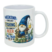 Mug: Weekend Forecast Fishing Tomte Ceramic Mug (11 oz Capacity)