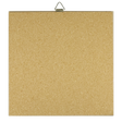Square corkboard with a metal hanging hook at the top, displayed against a white background.