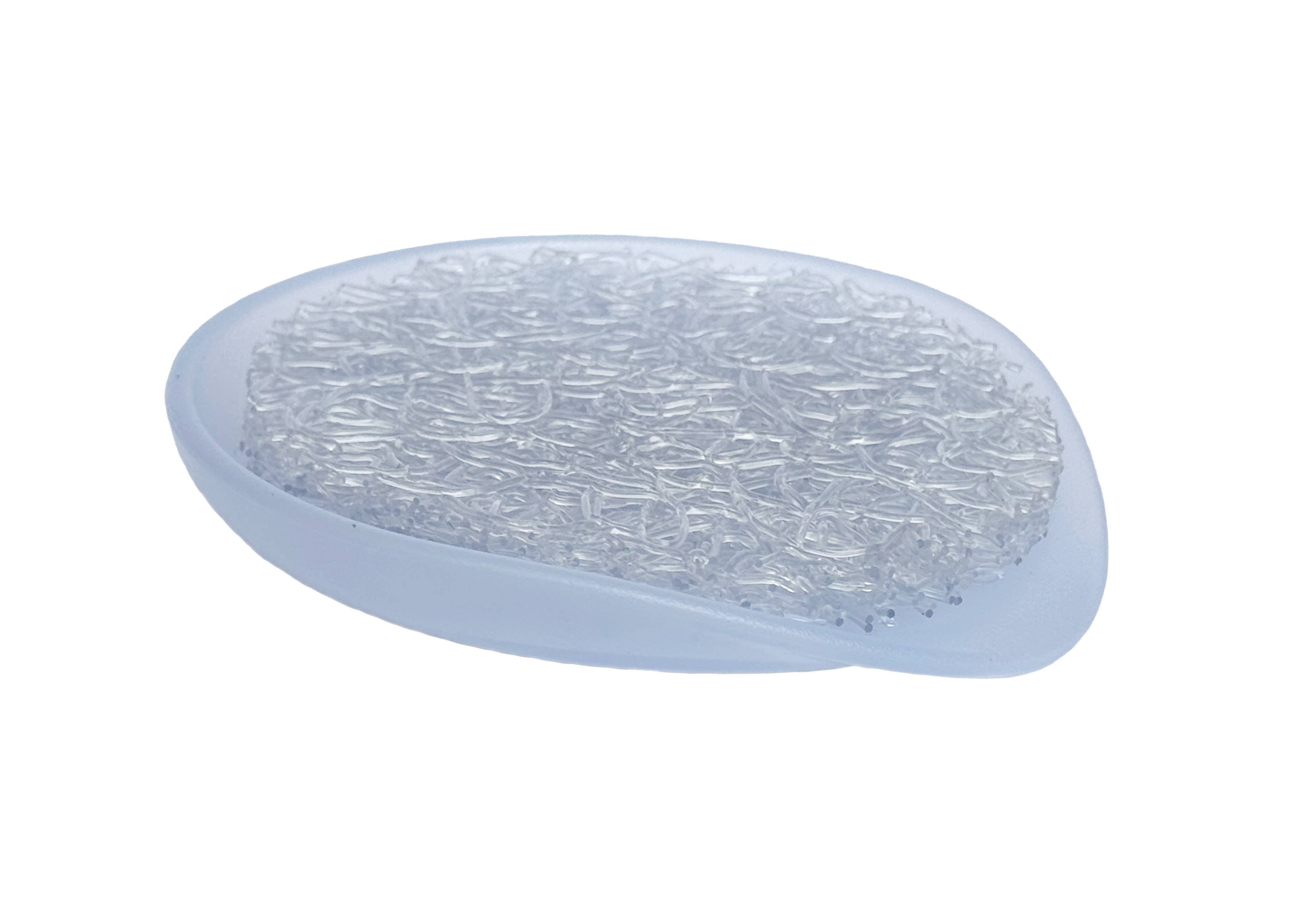 Eco-friendly and recyclable, the Soap Dish & Lift: Round Soap Dish Set with Soap Lift Soap Saver in Crystal features a clear silicone pad with a textured surface, ideal as a stylish soap lift against a white background.