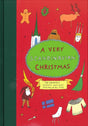 The book cover for "Very Scandinavian Christmas: The Greatest Nordic Holiday Stories of All Time" showcases holiday-themed illustrations, including a moose, gingerbread cookie, church, sweater, and Nordic flags set against a red background. This charming design embodies the essence of hygge and delightful Nordic storytelling.