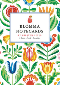 Card Pack: Blomma Notecards- 4 Designs, 8 Cards, 8 Envelopes, Card Folder by Kirsten Sevig