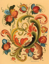 Featuring ornate Norwegian rosemaling with swirls and stylized red, blue, orange flowers and green leaves on beige—perfect for Cards: Rosemaling Notecards by Ethel Kvalheim (8 designs/cards/envelopes, blank inside).
