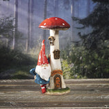 Gnome: Gnome - Tomte with LED Toadstool - Mushroom House 9.45" High