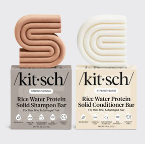 Kitsch Rice Water Shampoo & Conditioner Bar Combo (2 x 2.7oz) for thin, fine, or damaged hair—supports stronger strands and hair growth.