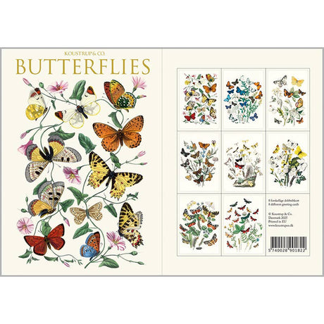 Card Pack: Butterflies 8 Card Pack with Envelopes Designed by Koustrup & Co Denmark