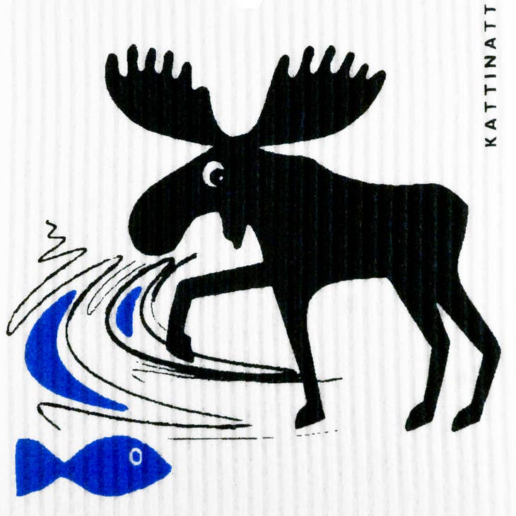 Dish Cloth: Moose Catches Fish