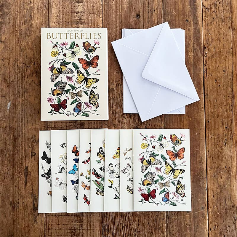 Card Pack: Butterflies 8 Card Pack with Envelopes Designed by Koustrup & Co Denmark