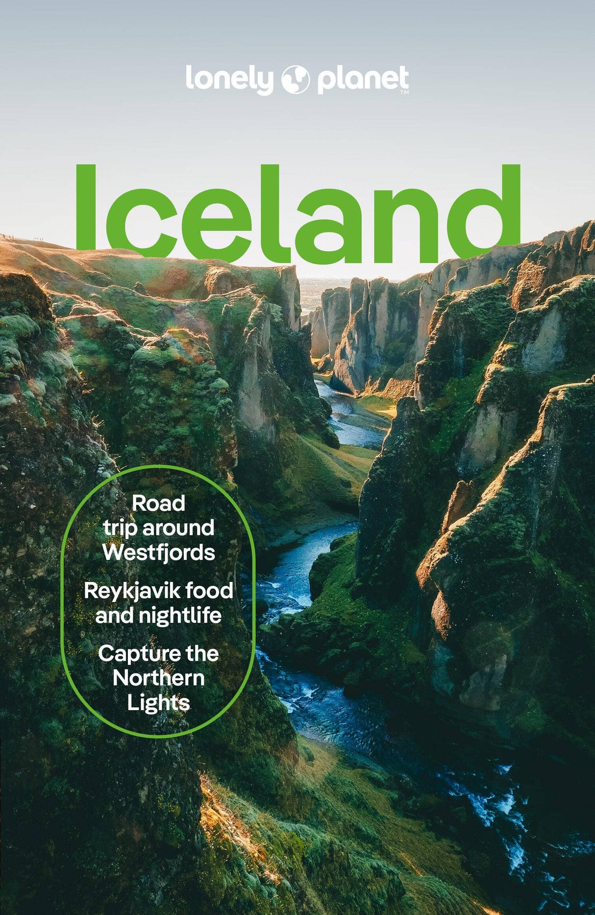 The cover of the Book: Lonely Planet Iceland Travel Guide features a lush green canyon and highlights road trips, Reykjavik nightlife, and Northern Lights—your perfect companion for planning an unforgettable Iceland adventure.