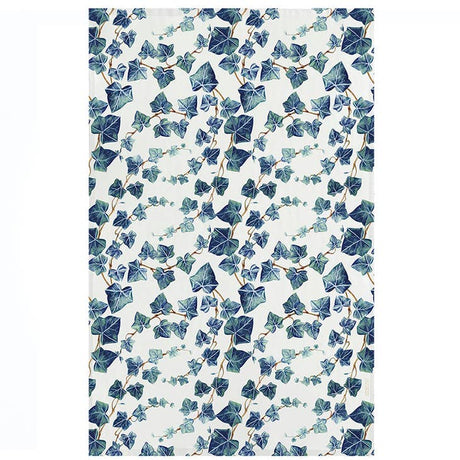 Explore The Secret Garden series featuring Koustrup & Cos Ivy Organic Tea Towel, with a delicate pattern of green and blue ivy leaves on a light background.