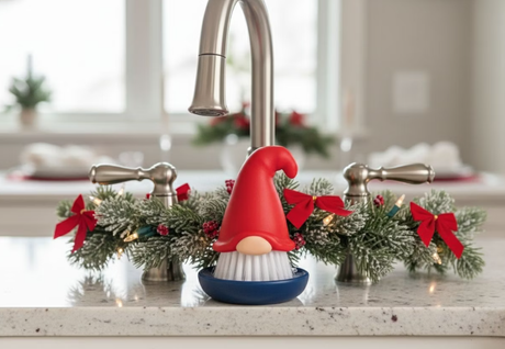 Brush: Beardy Tomte - Gnome Dish Scrub Brush 4" Tall with Dish 3.25" Diamter