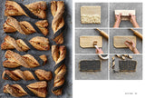 On the left, baked pastry sticks with poppy and sesame seeds; on the right, a step-by-step guide from "Book: Scandinavian from Scratch" by Penguin Random House shows rolling, filling, folding, cutting, and twisting before baking.