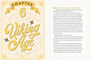 In "Mead: The Libations, Legends, & Lore of History's Oldest Drink" by Fred Minnick, Chapter 6, titled Viking Age in ornate yellow text on the left page, introduces Viking traditions and home-brewing mead on the right page.