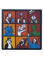 A grid of nine colorful squares with cartoon-style portraits of famous Minnesota icons on a gradient background—perfect as the "Coaster: Minnesota Bunch Coaster Featuring Our Famous Icons.