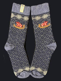 Socks: Viking Ship on Black and Natural Wool Socks by Viking Knits 70% Wool Socks