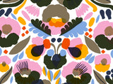 Bold, colorful abstract floral design in pink, orange, blue, green, and yellow on white—perfect for Cards: Marimekko Kukka Notecards 5x7 16 Cards & Envelopes. Ideal for a vibrant stationery set inspired by Marimekko style.