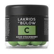 Lakrids: Sour Strawberry Danish Gourmet Licorice Limited Edition by Bulow (4.41 oz) features green chocolate-coated licorice balls blending sour strawberry and gourmet Danish licorice in a vibrant, limited-edition treat.