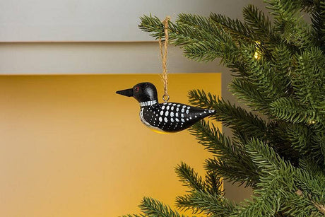 Ornament: Loon Hand Carved and Painted Ornament-4"L