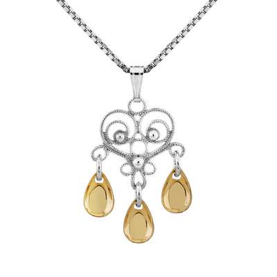 Explore the Sølje Heart Necklace, a handcrafted sterling silver piece from Norway. It showcases a heart-shaped pendant with intricate swirls and three amber teardrop ornaments, blending elegance with tradition.