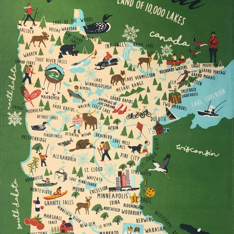 Tea Towel: Minnesota Land of 10,000 Lakes