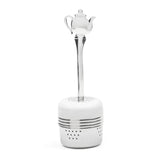 The Infuser: Tea Infuser with Handle features a teapot-shaped top and stands upright on a white background, making it ideal for brewing your favorite loose leaf tea.