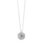 Part of the A&C Oslo Vibrance Collection, the Silver Coin Necklace features a round pendant with colorful stones on a delicate silver chain.